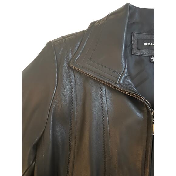 Tailored Black Genuine Leather Jacket, Jones New York, SZ L 12/14 - Picture 3 of 16